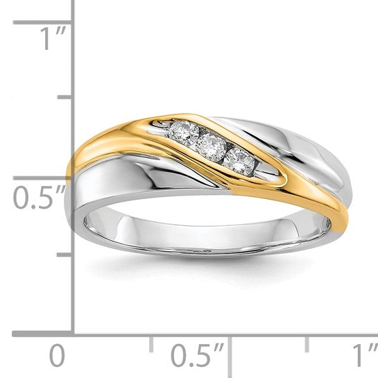 10K/14K White Gold Two Tone Men's Diamond Wedding Band
