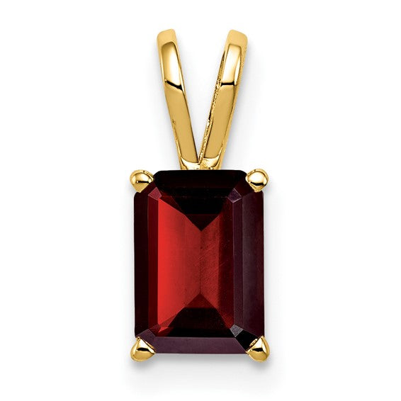 14K Yellow Gold 2 Carat Emerald Cut Natural Garnet Pendant