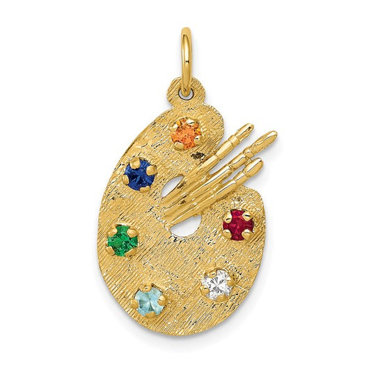 10K Yellow Gold Gemstone Artist Palette Pendant