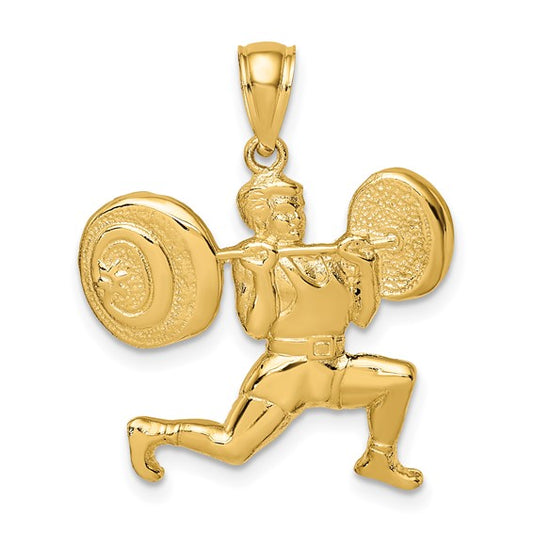 10K/14K Yellow Gold Weightlifter Pendant