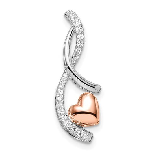 14K White/Rose Gold Heart Fling Diamond Pendant