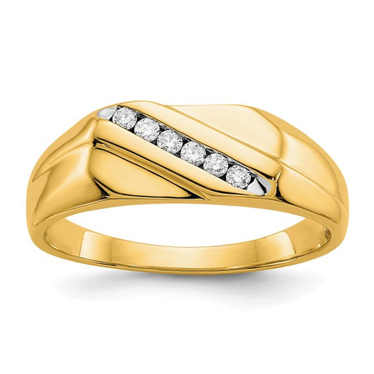 10K/14K Yellow Gold Straight Line Diamond Ring