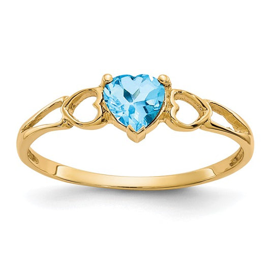 10K White/Yellow Gold Heart Shaped Blue Topaz Cut Out Ring