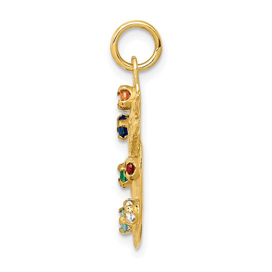 10K Yellow Gold Gemstone Artist Palette Pendant