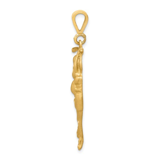 10K Yellow Gold Female Golfer Pendant