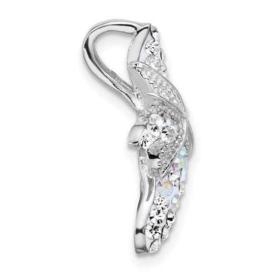 Sterling Silver Crystal Sea Life Star Fish & Shell Chain Slide