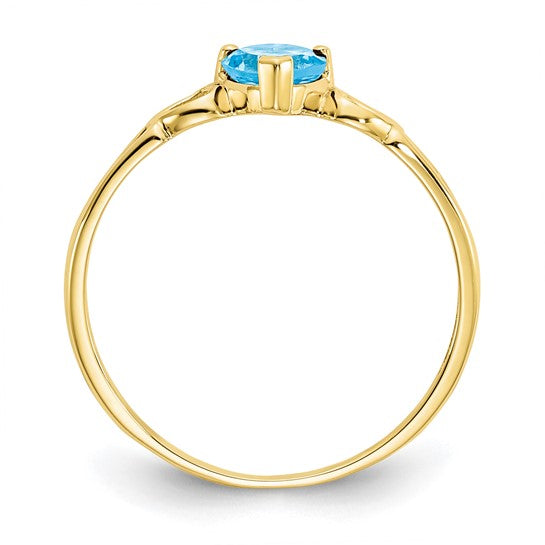 10K White/Yellow Gold Heart Shaped Blue Topaz Cut Out Ring