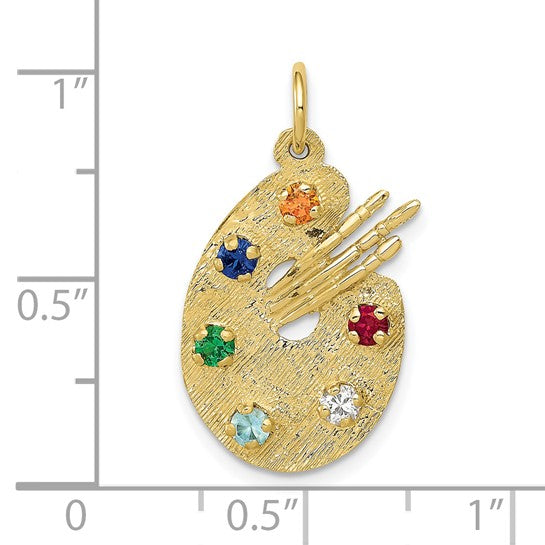 10K Yellow Gold Gemstone Artist Palette Pendant