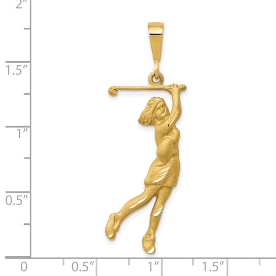 10K Yellow Gold Female Golfer Pendant