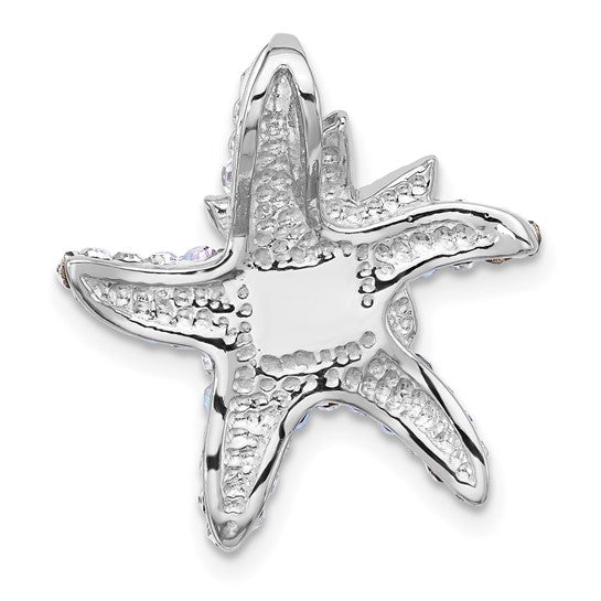 Sterling Silver Crystal Sea Life Star Fish & Shell Chain Slide