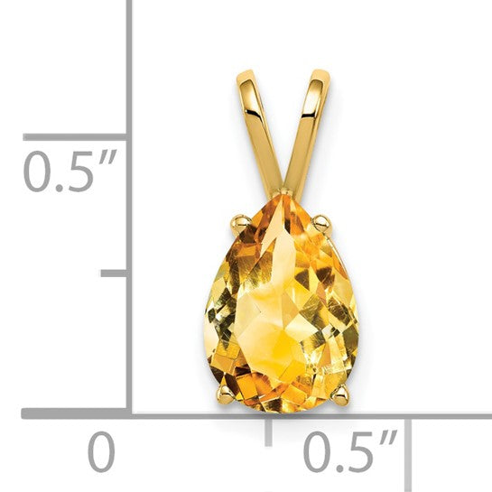 14K Yellow Gold Pear Cut Natural Citrine Pendant