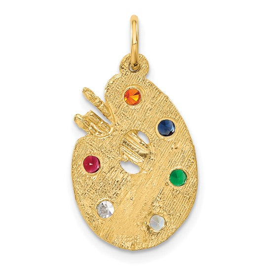 10K Yellow Gold Gemstone Artist Palette Pendant