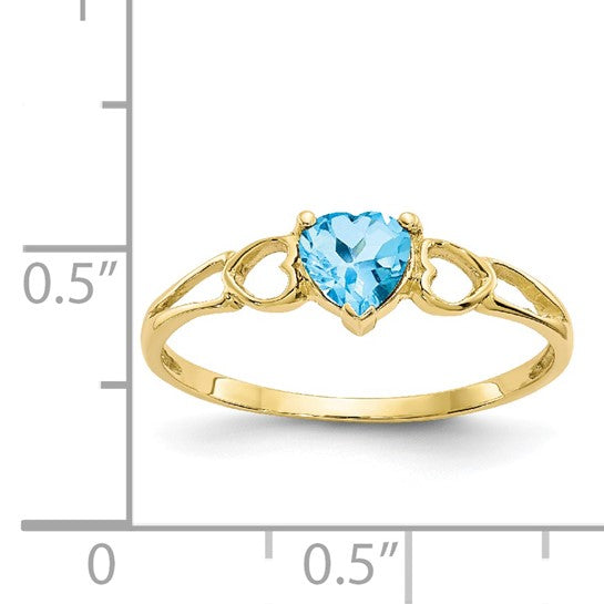 10K White/Yellow Gold Heart Shaped Blue Topaz Cut Out Ring