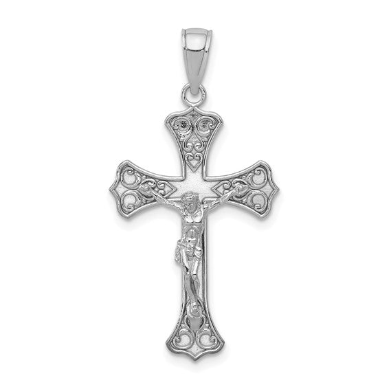 14K Yellow Gold White Gold Princess Cut Cross Pendant