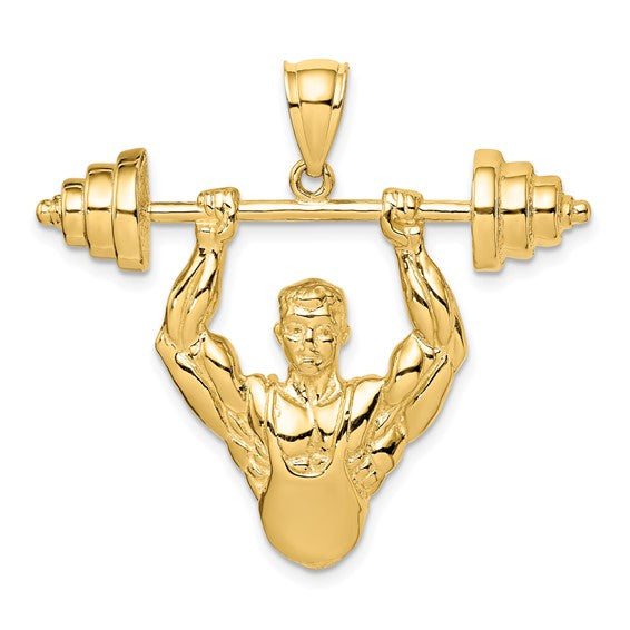 14K Yellow Gold Body Builder Pendant