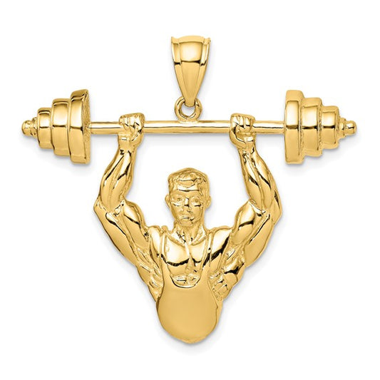 14K Yellow Gold Body Builder Pendant