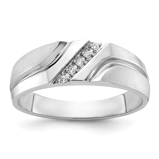 10K White Gold 3 Stone Diamond Men's Band Ring