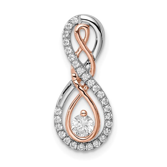14K Two Tone Yellow/Rose Gold Infinity Diamond Pendant