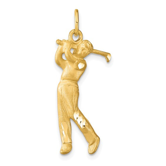 10K Yellow Gold Male Golfer Pendant