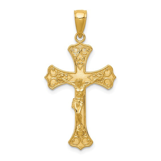 14K Yellow Gold White Gold Princess Cut Cross Pendant