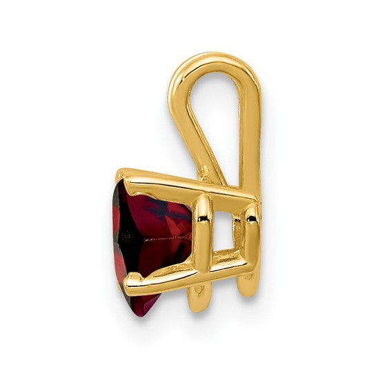 14K Yellow Gold Heart Cut Natural Garnet Pendant