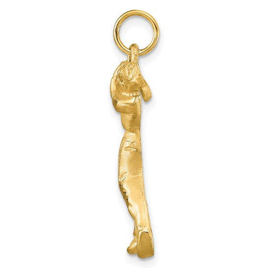 10K Yellow Gold Male Golfer Pendant