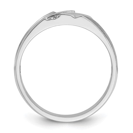 10K White Gold 3 Stone Diamond Men's Band Ring