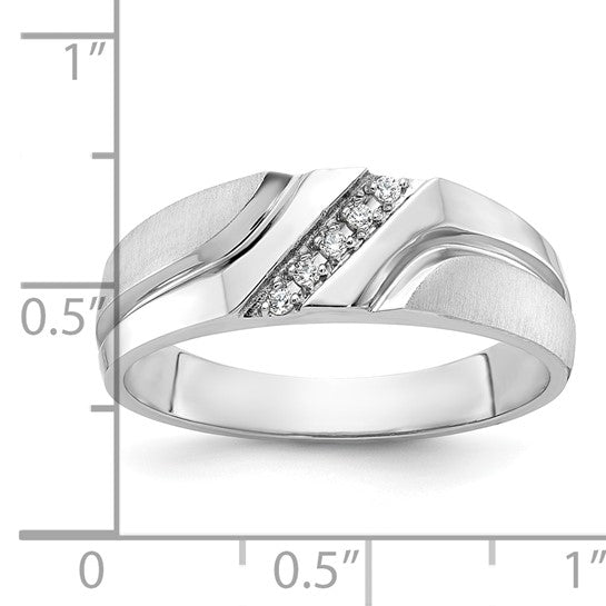 10K White Gold 3 Stone Diamond Men's Band Ring