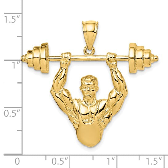 14K Yellow Gold Body Builder Pendant
