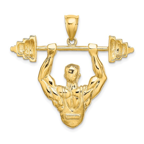 14K Yellow Gold Body Builder Pendant
