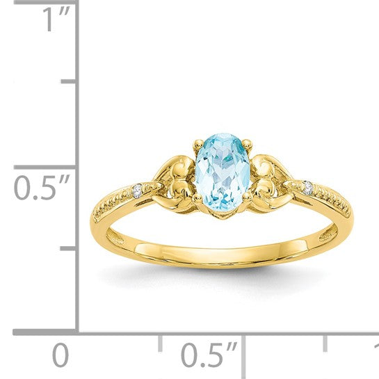 10K White/Yellow Gold .5 Carat Blue Topaz Queen Ring With Diamond Accent