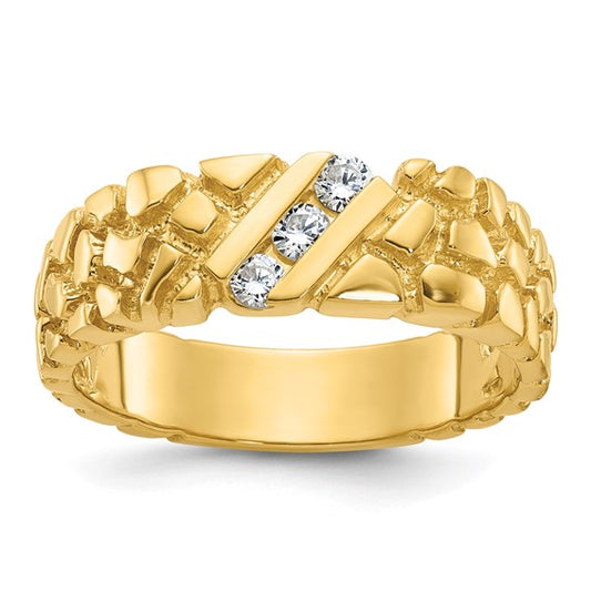 10K/14K Yellow Gold Nugget Diamond Men's Ring