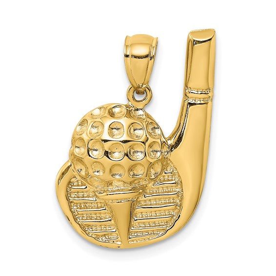 10K Yellow Gold Golf Driver Pendant