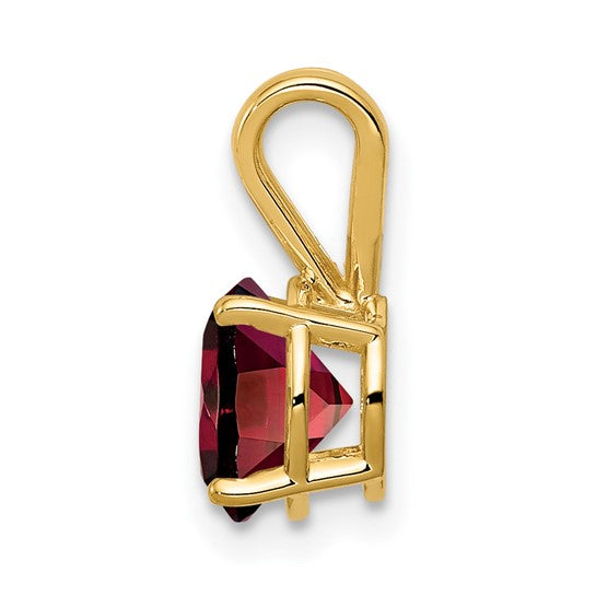 14K Yellow Gold Round Solitaire Natural Garnet Pendant