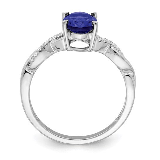 14K White Gold Natural Sapphire & Diamond Square Duce Ring