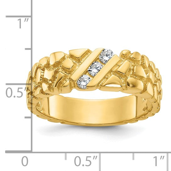 10K/14K Yellow Gold Nugget Diamond Men's Ring