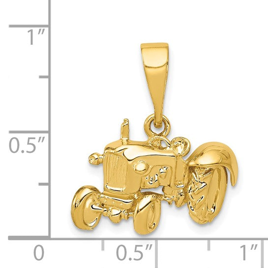 14K Yellow Gold Antique Tractor Farmer Pendant