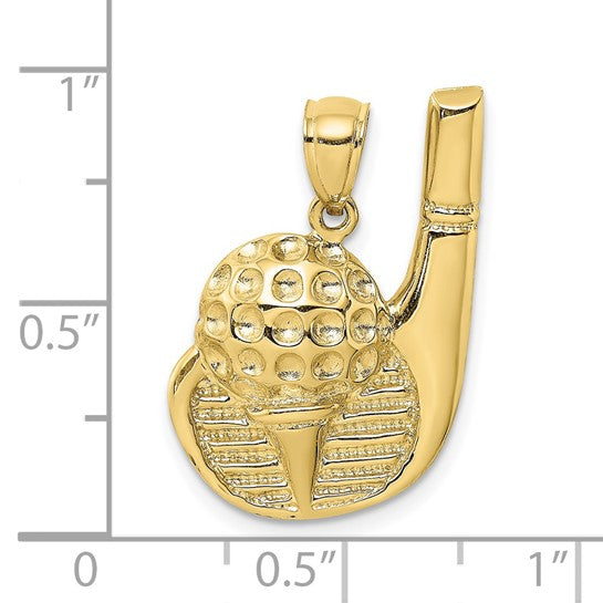 10K Yellow Gold Golf Driver Pendant