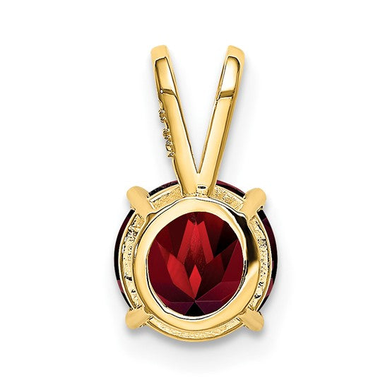 14K Yellow Gold Round Solitaire Natural Garnet Pendant