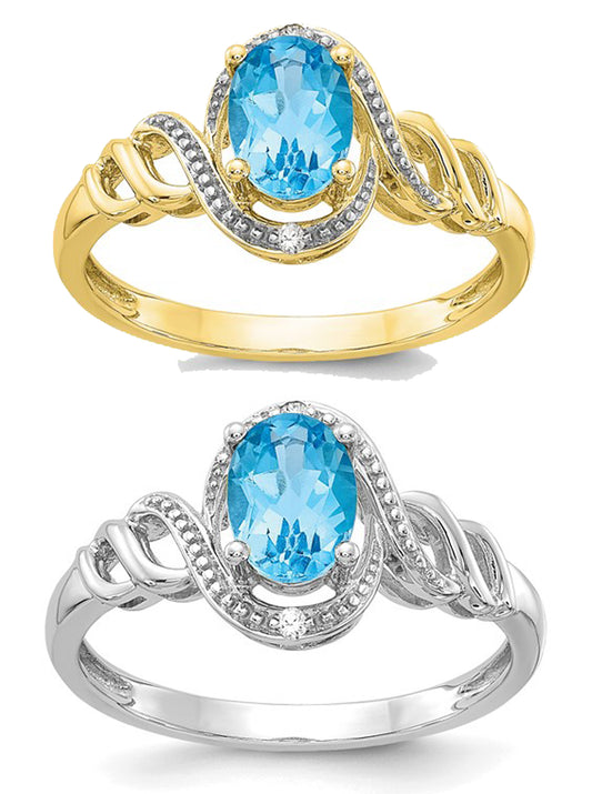 10K White/Yellow Gold Queen Set Blue Topaz Two Tone Ring