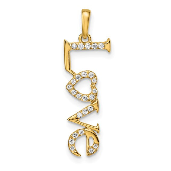 14K Yellow Gold Diamond Love Pendant