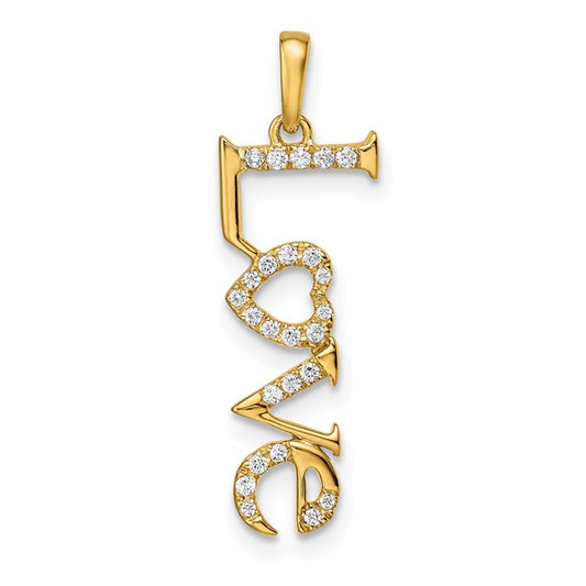 14K Yellow Gold Diamond Love Pendant