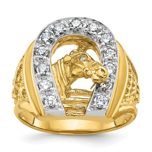 10K/14K Yellow Gold 1/2 Carat Diamond House & Horse Shoe Ring