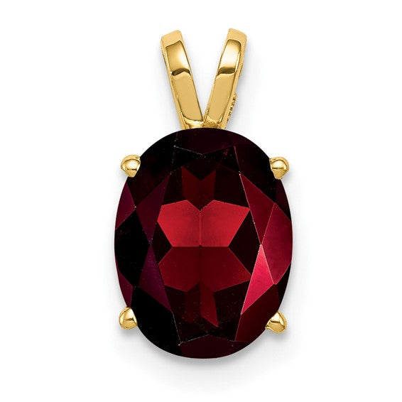 14K Yellow Gold 2 Carat Oval Cut Natural Garnet Pendant