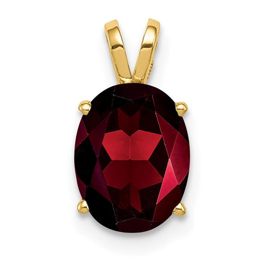 14K Yellow Gold 2 Carat Oval Cut Natural Garnet Pendant