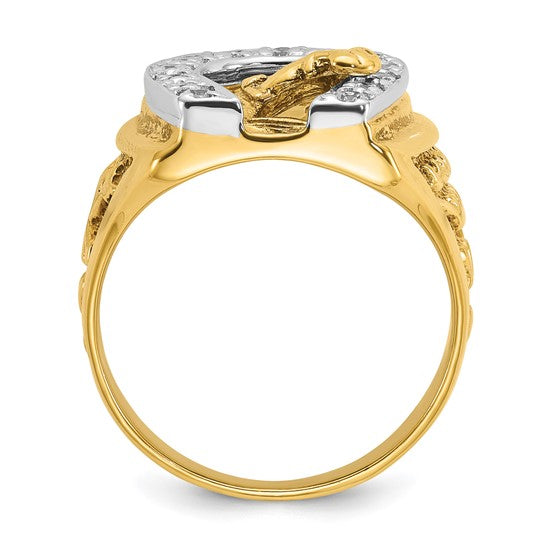 10K/14K Yellow Gold 1/2 Carat Diamond House & Horse Shoe Ring
