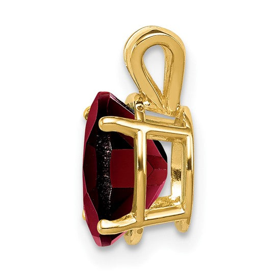 14K Yellow Gold 2 Carat Oval Cut Natural Garnet Pendant