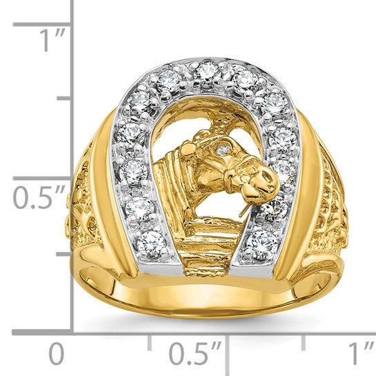 10K/14K Yellow Gold 1/2 Carat Diamond House & Horse Shoe Ring