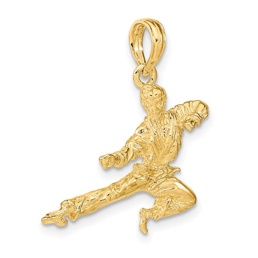 14K Yellow Gold Karate Male 3D Pendant