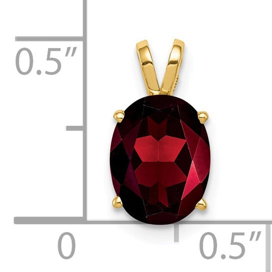 14K Yellow Gold 2 Carat Oval Cut Natural Garnet Pendant